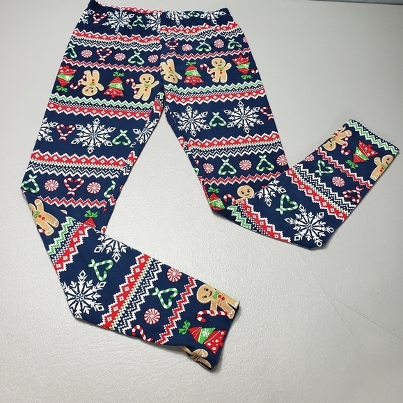 3/$15 no boundaries Christmas gingerbread man leggings women's size M 7-9 - Picture 1 of 8
